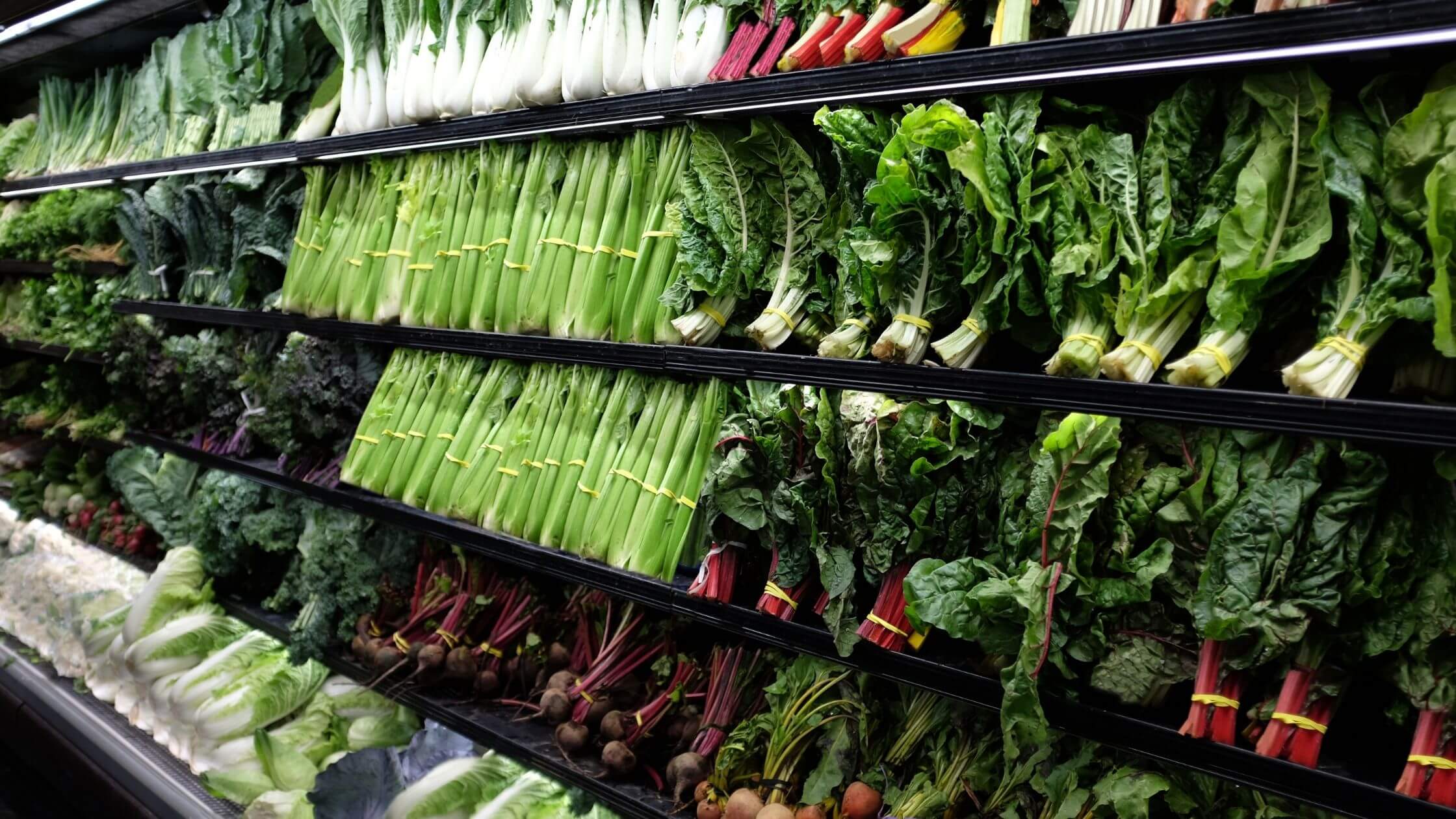 grocery shopping for fresh green vegetables